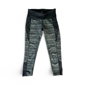 Athleta Womens XXS Space Dye Cropped Leggings Black Gray Mesh Activewear